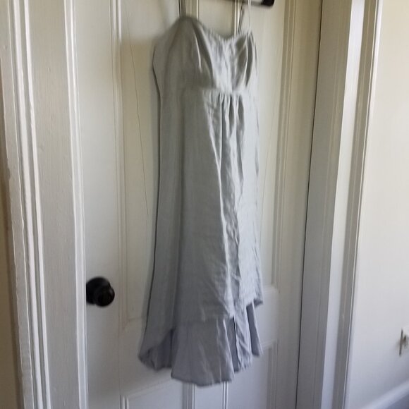 Tommy Bahama Sun Dress~Hi-Lo Midi~Shimmer Silver-Gray Linen~Elastic Fit~M NEW - Picture 3 of 6